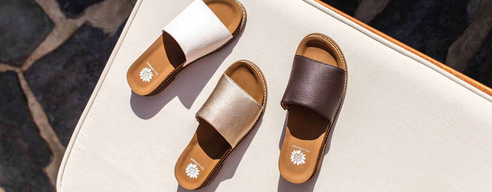 Yellow box rose gold orders flip flops