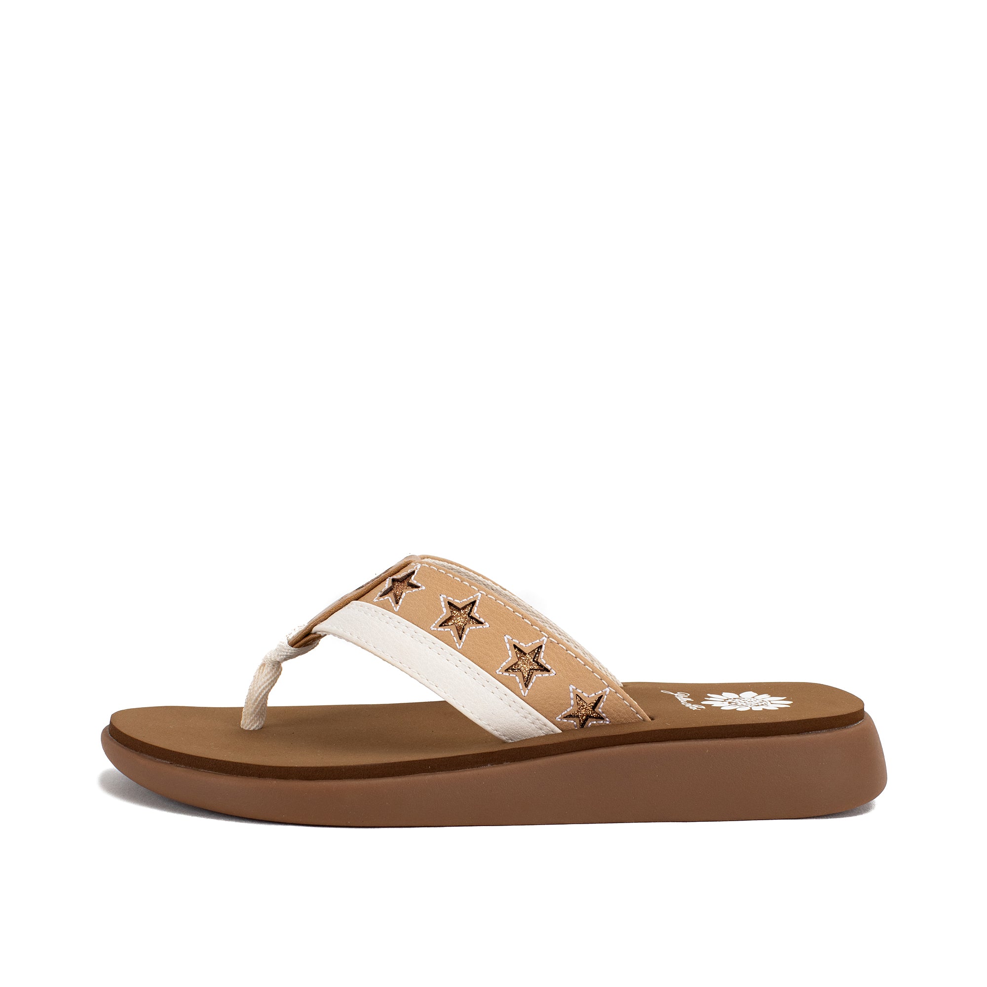 Brown and fashion white flip flops