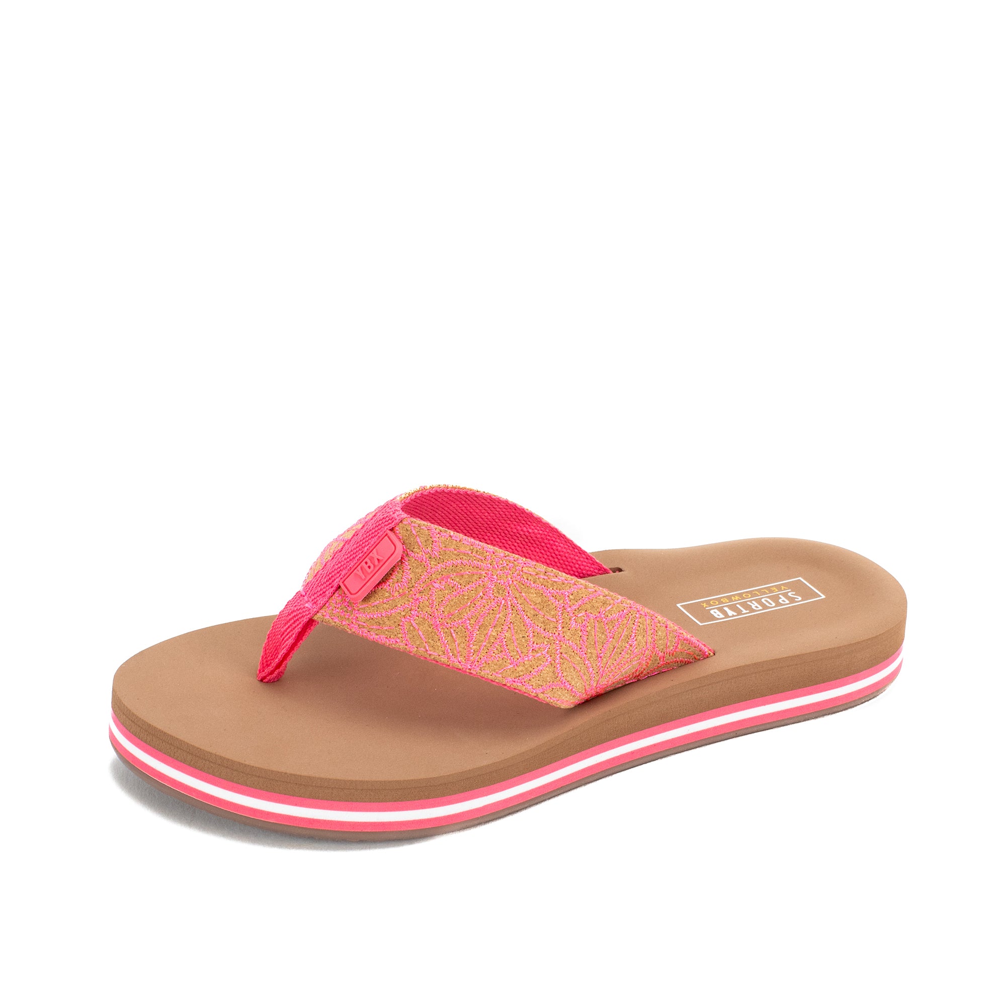 yellow box rose gold flip flops