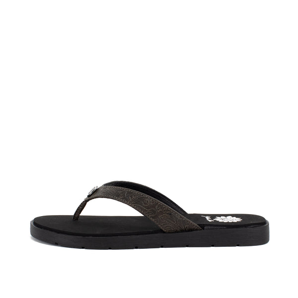 yellow box rose gold flip flops