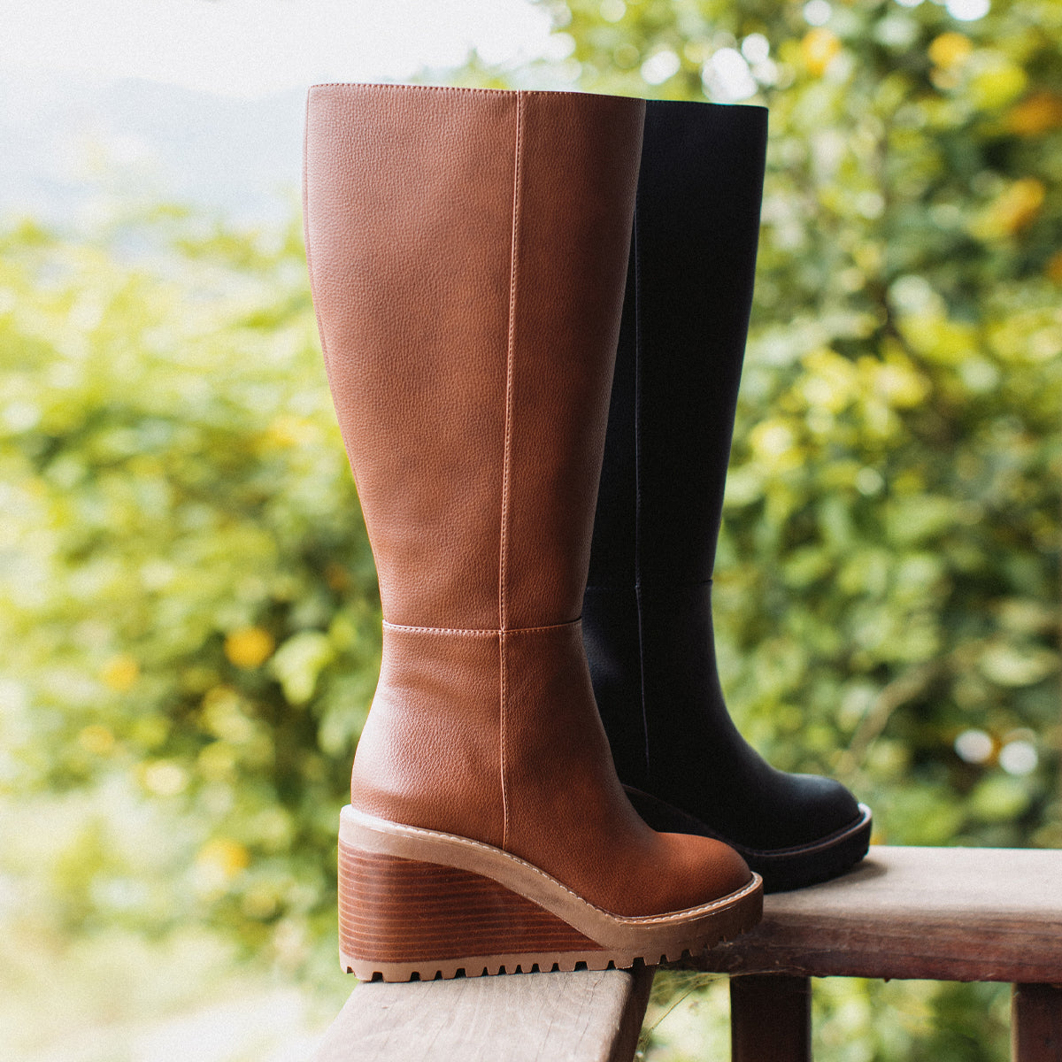 Tall wedge boots brown Clearance