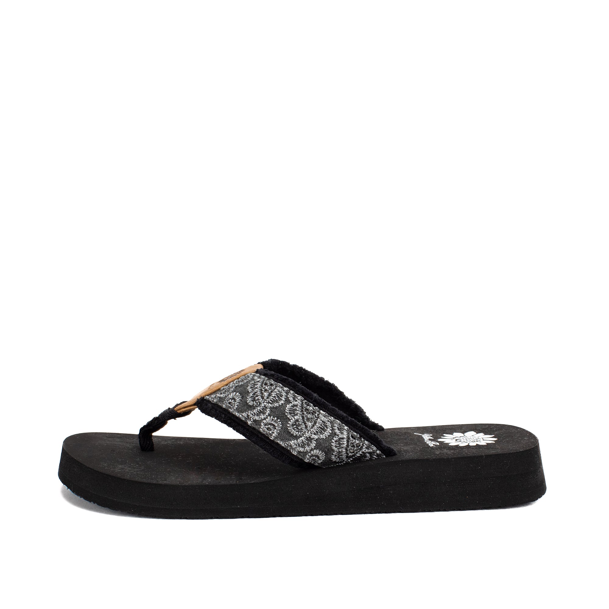 Yellow Box Flip Flops Floral Starburst Cut Out Shimmer Embossed